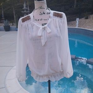 Sale today! Long sleeve sheer top cream